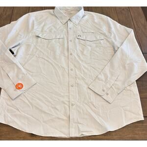 The American Outdoorsman Fishing Hiking Button Down Shirt 2XL Light Gray Vented